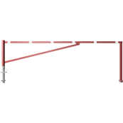 Swing barrier | for casting in concrete, hot-dip galvanized and red coated with white reflecting rings | clear width: 4000 mm | for padlock